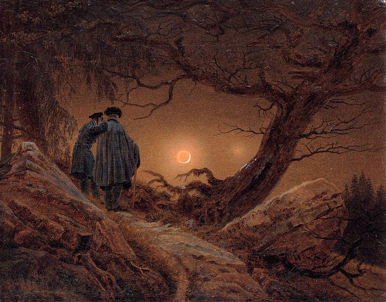 Caspar David Friedrich Two men contemplating the Moon Norge oil painting art